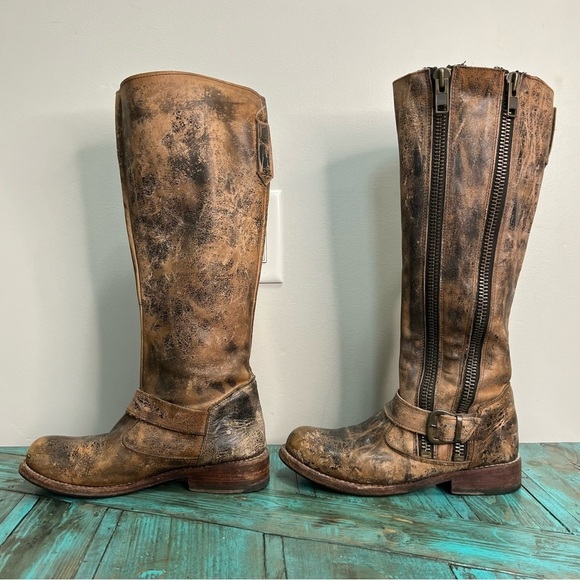 Bed Stu Tango Double Zip Tall Distressed Leather Boots Size 6 - Picture 3 of 14